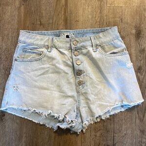 REWASH DISTRESSED HIGH RISE DENIM SHORTS (SIZE 9)
